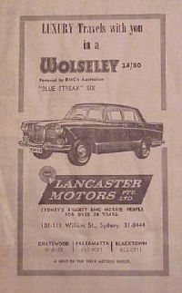 Lancaster Motors advert for Wolseley 24/80