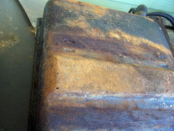 Rust in bottom of Austin Freeway station wagon petrol tank