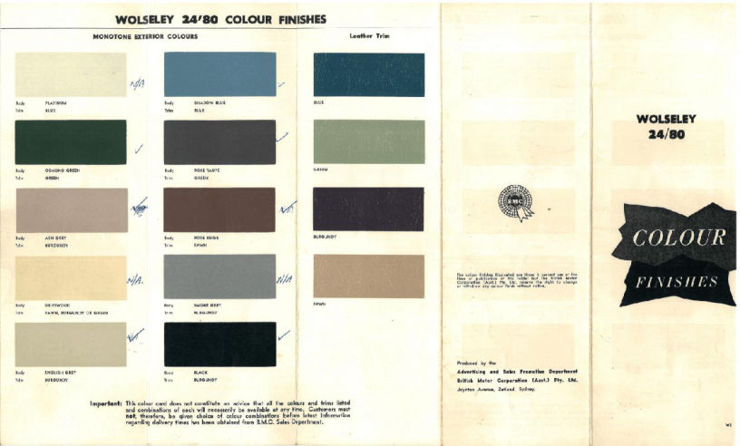 Wolseley 24/80 colour options